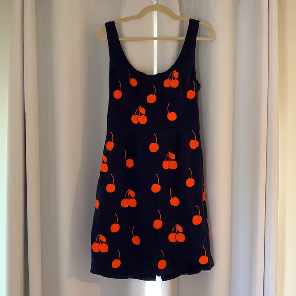 Anthropologie Leifnotes Embroidered Cherry Drop Motif Novelty Dress size 10 - Picture 3 of 6